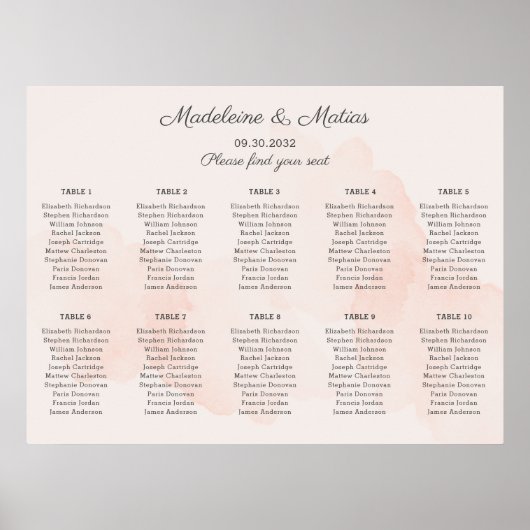 Romantische perzik en grijze trouwzitjes poster (Voorkant)