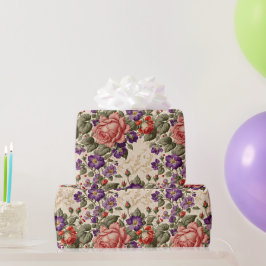 Romantische perzik en koraal Rozen Cadeaupapier