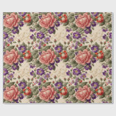 Romantische perzik en koraal Rozen Cadeaupapier (Vlak)