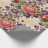 Romantische perzik en koraal Rozen Cadeaupapier (Hoek)
