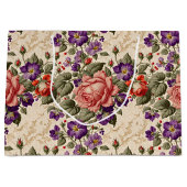 Romantische perzik en koraal Rozen Groot Cadeauzakje (Voorkant)