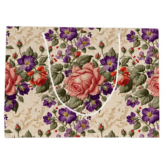 Romantische perzik en koraal Rozen Groot Cadeauzakje (Achterkant)