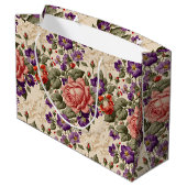 Romantische perzik en koraal Rozen Groot Cadeauzakje (Achterkant Gekanteld)