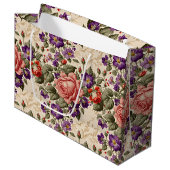 Romantische perzik en koraal Rozen Groot Cadeauzakje (Voorkant Gekanteld)