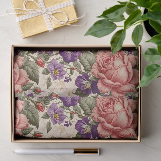 Romantische perzik en koraal Rozen Tissuepapier (Geschenk)