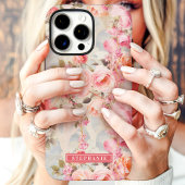 Romantische perzik en roze bloemenaansluiting Case-Mate iPhone case