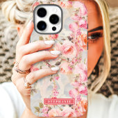 Romantische perzik en roze bloemenaansluiting Case-Mate iPhone case