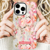 Romantische perzik en roze bloemenaansluiting Case-Mate iPhone case