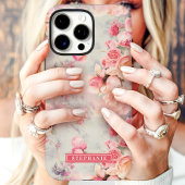 Romantische perzik en roze naam bloem Case-Mate iPhone case