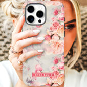 Romantische perzik en roze naam bloem Case-Mate iPhone case