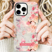 Romantische perzik en roze naam bloem Case-Mate iPhone case