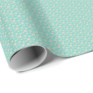 Romantische perzik en turquoise Valentijnsdag hart Cadeaupapier