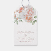 Romantische perzik- en witte waterverf bloemen cadeaulabel (Achterkant)