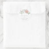 Romantische perzik- en witte waterverf bloemen ronde sticker (Tas)