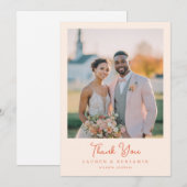 Romantische Perzik Foto Bedankkaart (Voorkant / Achterkant)