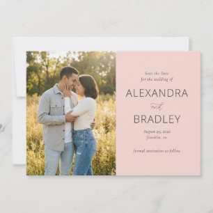 Romantische perzik minimalistische foto save the date