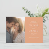 Romantische perzik minimalistische foto save the date (Staand voorkant)