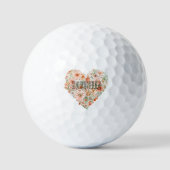 Romantische Perzik Mint Bloemhart Golfballen (Voorkant)
