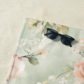 Romantische perzik mint mooie rozen bloem strandlaken (In situ)