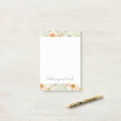 Romantische perzik munt mooie rozen bloem post-it® notes (Op bureau)