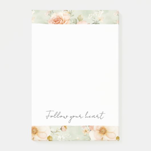 Romantische perzik munt mooie rozen bloem post-it® notes (Voorkant)