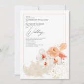 Romantische perzik pampas gras bloemenboho zomer kaart (Voorkant)