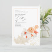 Romantische perzik pampas gras bloemenboho zomer kaart (Staand voorkant)