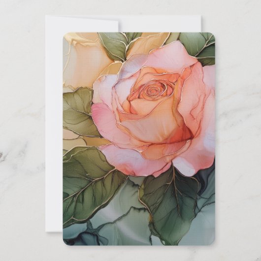 Romantische perzik Roos bloemenbruiloft Kaart (Achterkant)