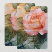 Romantische perzik Roos bloemenbruiloft Kaart (Voorkant / Achterkant)