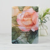 Romantische perzik Roos bloemenbruiloft Kaart (Staand voorkant)