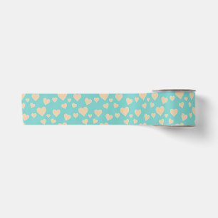Romantische perzik & turquoise Valentijnsdag harte Satijnen Lint