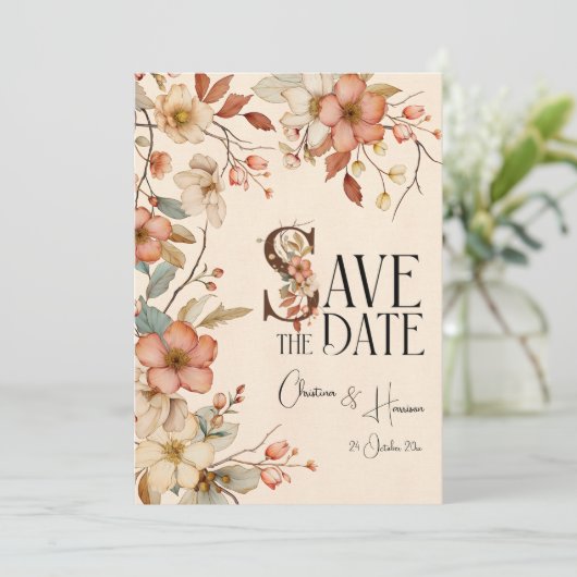 Romantische perzik Waterverf Bloemen Veilig de dat Kaart (Staand voorkant)