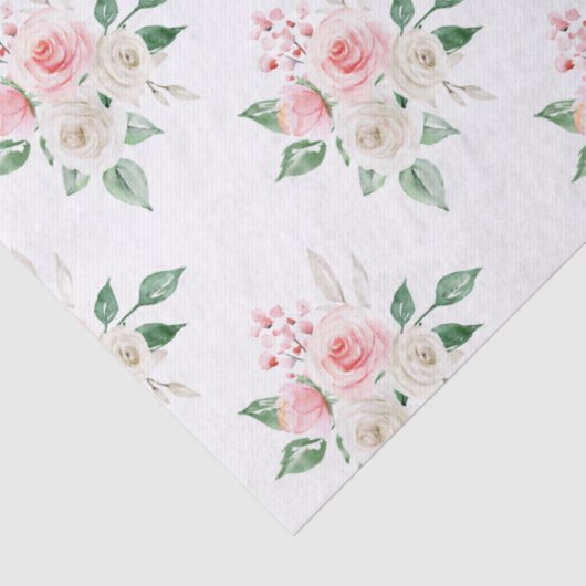 Romantische perzik wit bloemenbruiloft weefsel pap tissuepapier (Detail)