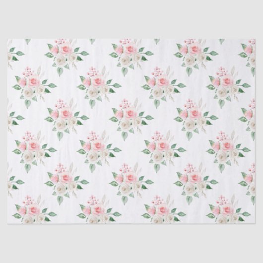 Romantische perzik wit bloemenbruiloft weefsel pap tissuepapier (Voorkant)