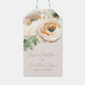 Romantische perzikranonkel op ivoor cadeaulabel (Achterkant)