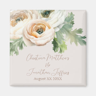 Romantische perzikranonkel op ivoor magneet