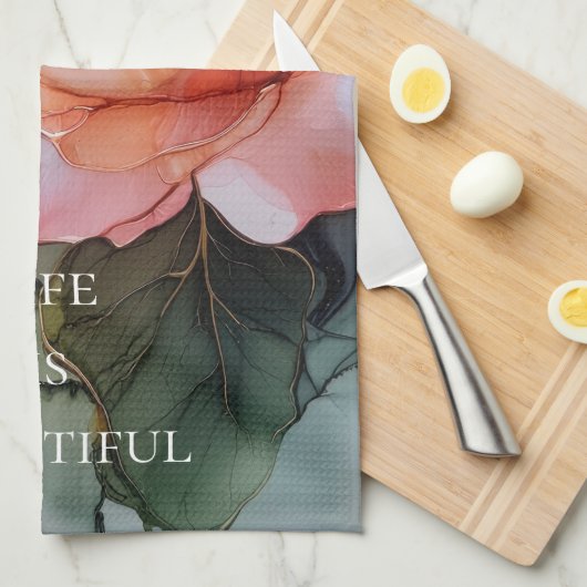 Romantische perzikroos bloemige bruidsdouche theedoek (Quarter Fold)