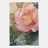 Romantische perzikroos bloemige bruidsmeubelentoil theedoek (Verticaal)