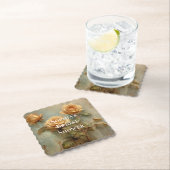 Romantische perzikroos bloemige bruiloftsdouche kartonnen onderzetters (Insitu)