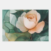 Romantische perzikroos bloemige bruiloftsreceptie inpakpapier vel (Voorkant 3)