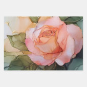 Romantische perzikroos bloemige bruiloftsreceptie inpakpapier vel (Voorkant)