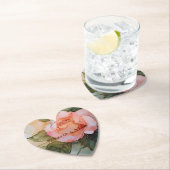 Romantische perzikroos bloemrijke bruidsdouche kartonnen onderzetters (Insitu)