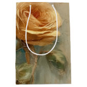 Romantische perzikrozen bloemrijke bruidsshowers medium cadeauzakje (Voorkant)