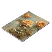Romantische perzikrozen bloemstuk notitieboek (Linkerzijde)