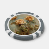 Romantische perzikrozen bloemstuk poker chips (Enkel)