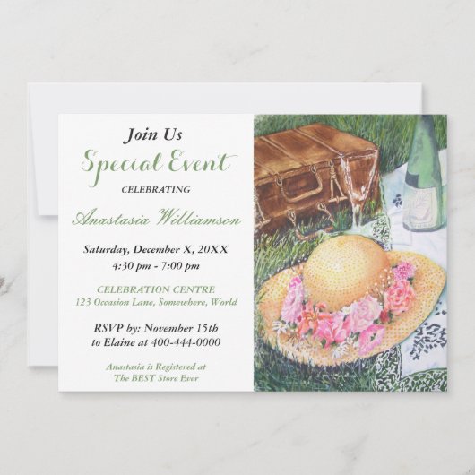 ROMANTISCHE PICKNICK IN HET PARK UITNODIGING (Voorkant)