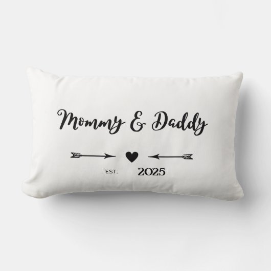 Romantische pijl en hart nieuwe ouder Keepsake Kussen (Voorkant)