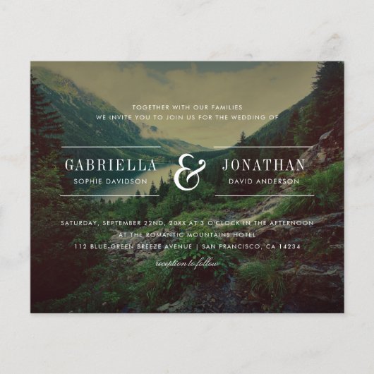 Romantische pijnbomen, bergen en meer | Begrotings (Voorkant)