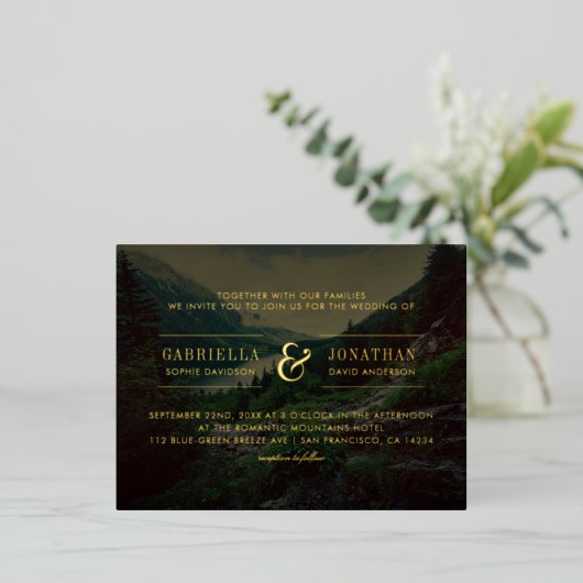 Romantische Pijnen, bergen en meer Folie Uitnodiging Briefkaart (Staand Voorkant)