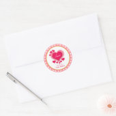 Romantische Pink Hearts Vakantie Ronde Sticker (Envelop)
